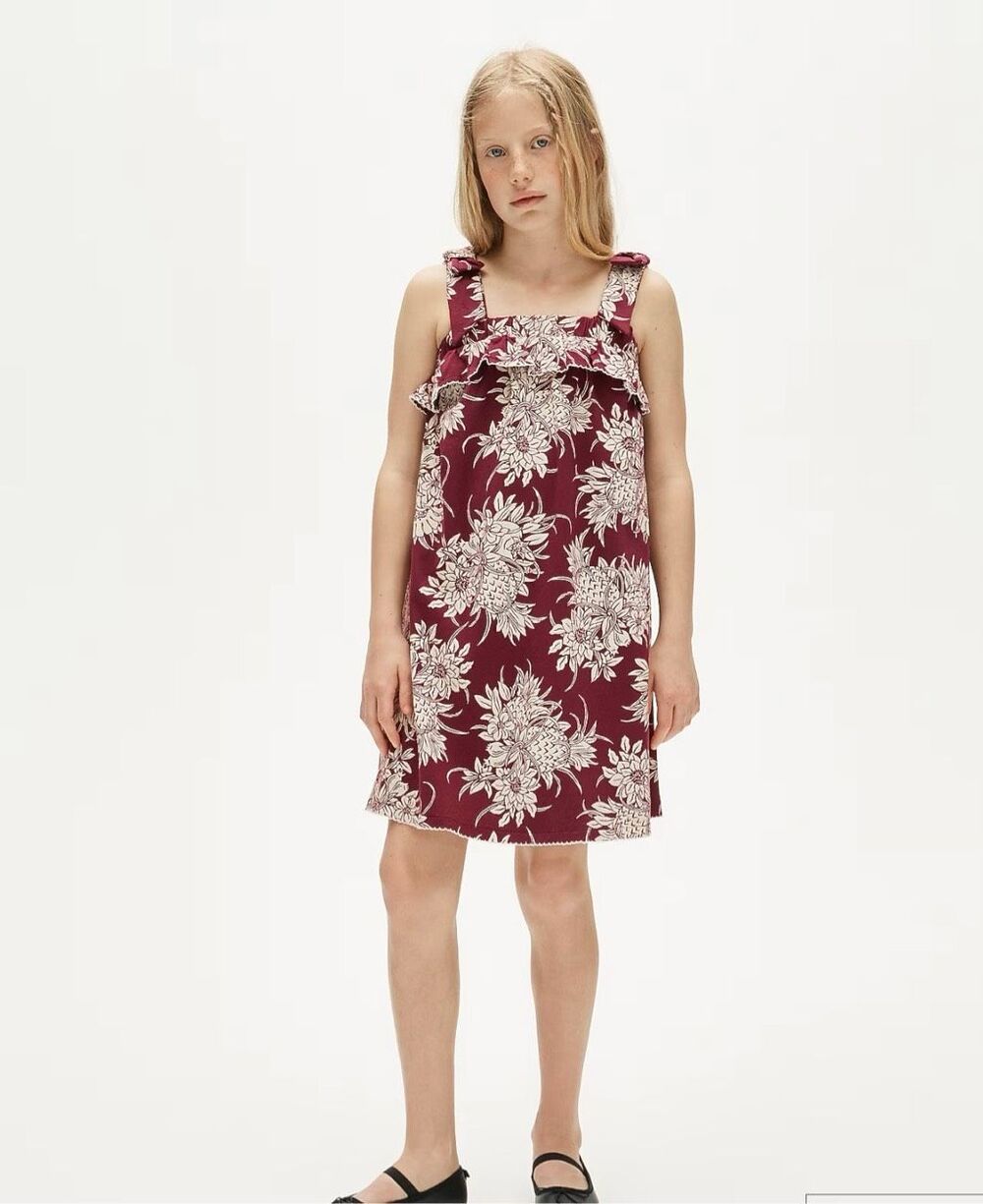 CREWCUTS Girls' tie-shoulder dress in broken-in jersey Crushed Crimson NWT size
